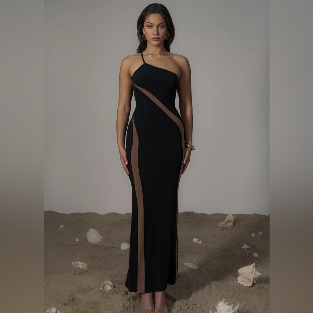 JLUXLABEL one shoulder black dress